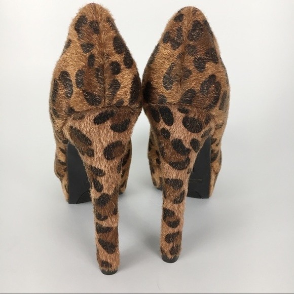 Pink & Pepper Womens Size 8.5 Pin Up Rockabilly Leopard Faux Fur Heels Pumps - Picture 6 of 9